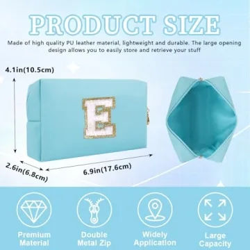 Personalized Initial Letter Patch Makeup Bag - Chic & Waterproof Cosmetic Pouch for Travel