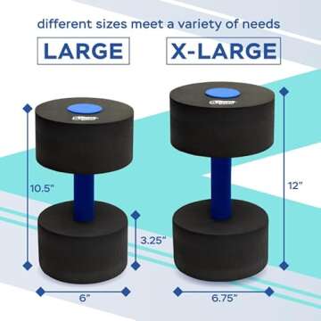 Sunlite Sports High-Density EVA-Foam Dumbbell Set, Water Weight, Soft Padded, Water Aerobics, Aqua T...