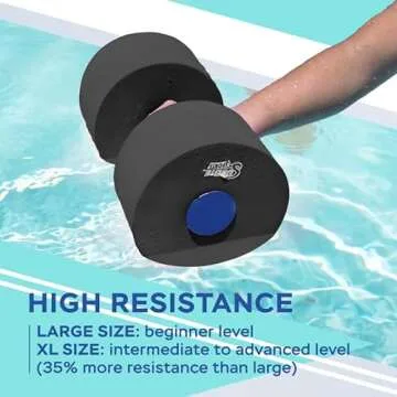 Sunlite Sports High-Density EVA-Foam Dumbbell Set, Water Weight, Soft Padded, Water Aerobics, Aqua Therapy, Pool Fitness, Water Exercise - Advanced Size (Black, X-Large)