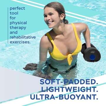 Sunlite Sports High-Density EVA-Foam Dumbbell Set, Water Weight, Soft Padded, Water Aerobics, Aqua Therapy, Pool Fitness, Water Exercise - Advanced Size (Black, X-Large)