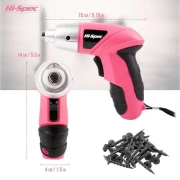 Hi-Spec Electric Screwdriver 27pc 3.6V Pink USB Small Power Screwdriver Set. Cordless & Rechargeable with Driver Bit Set