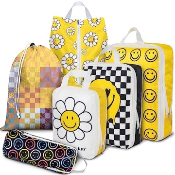 6 Set Compression Packing Cubes Compressed Storage Bags for Carry on Suitcases Packaging Luggage Bag...