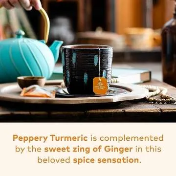 ORGANIC INDIA Tulsi Turmeric Ginger Tea Bags - Herbal Tea, Stress Relieving & Harmonizing, Immune Su...