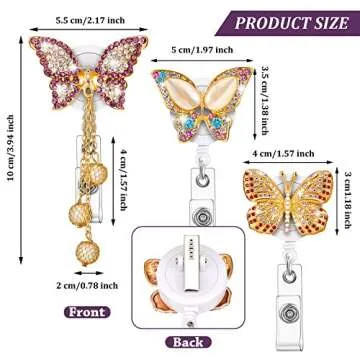 Stylish 3 Pieces Butterfly Badge Reels for ID Holders