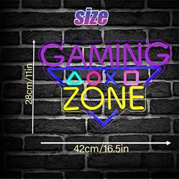 Gaming Zone Neon Sign - Dimmable USB Powered Decor