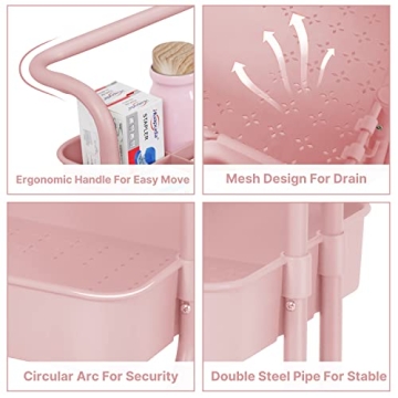 E&D Furniture 3-Tier Rolling Storage Cart - Chic Organization