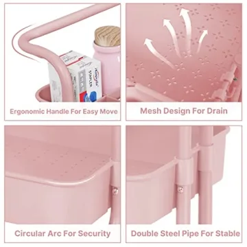 E&D Furniture 3-Tier Rolling Storage Cart - Chic Organization