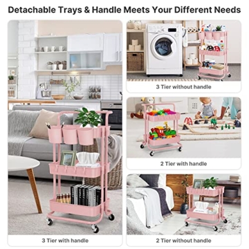 E&D Furniture 3-Tier Rolling Storage Cart - Chic Organization