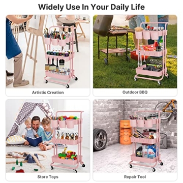 E&D Furniture 3-Tier Rolling Storage Cart - Chic Organization