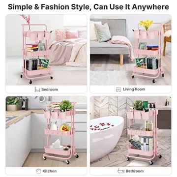 E&D Furniture 3-Tier Rolling Storage Cart - Chic Organization