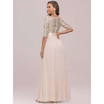 Ever-Pretty Women's Stylish Sequin A-Line Evening Dress in Blush