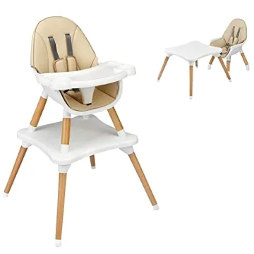 HONEY JOY Baby High Chair, 5-in-1 Convertible Wooden Highchair for Babies and Toddlers/Table and Cha...