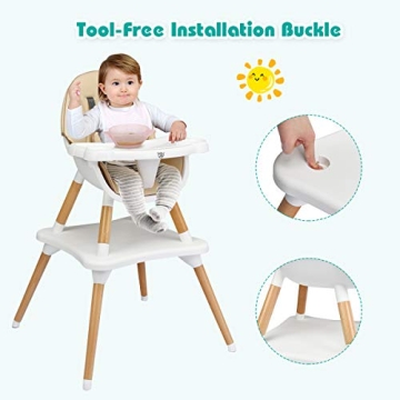 HONEY JOY 5-in-1 Convertible Wooden High Chair for Toddlers