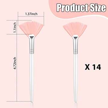 Patelai 14 Pieces Fan Brushes Facial Applicator Brush Soft Fan Brushes Acid Applicator Brush Cosmeti...