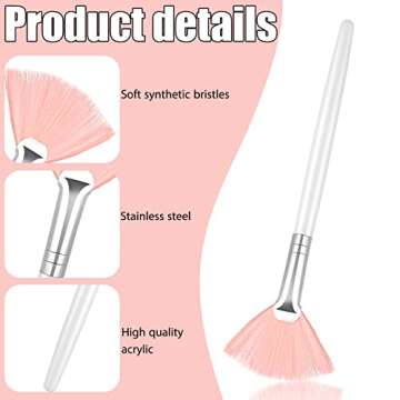 Patelai 14 Pieces Fan Brushes Facial Applicator Brush Soft Fan Brushes Acid Applicator Brush Cosmetic Makeup Applicator Tools for Mud Cream (Pink)