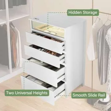 LTMEUTY Dresser with Mirror & Lights for Small Spaces