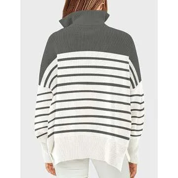 ZESICA Women's Striped Sweater Cozy and Stylish Pullover