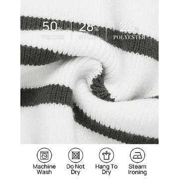 ZESICA Women's Striped Sweaters Half Zipper Long Sleeve Ribbed Knit Loose Oversized Pullover Sweater Tops,Grey,Medium