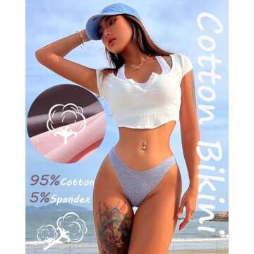 FINETOO 6 Pack Cotton Underwear for Women Cute Low Rise Bikini Panties High Cut Breathable Sexy Wome...