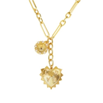 OTEGEGX Heart Necklace: Chunky Gold Pendant for Women