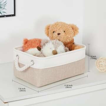 Bidtakay Small Baskets Fabric Storage [6 Pack] Beige Storage Bins 11.8 X 7.8 X 5 Inches Empty Gift Basket Decorative Storage Baskets for Shelves, Baby Clothes Storage, Bathroom(White&Beige)