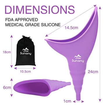 Female Urination Device,Reusable Silicone Female Urinal Foolproof Women Pee Funnel Allows Women to Pee Standing Up,Women's Urinal is The Perfect Companion for Travel and Outdoor (Purple)