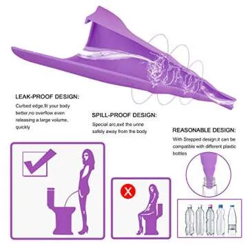 Female Urination Device,Reusable Silicone Female Urinal Foolproof Women Pee Funnel Allows Women to Pee Standing Up,Women's Urinal is The Perfect Companion for Travel and Outdoor (Purple)