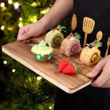 Christmas Gift for Her Women Charcuterie Board Kitchen Decor Tray Wooden Cutting Boards Xmas Decorations Holiday Platter Present Ideas for Wife Mom Wood Decorative Christmas Tree Cheese Board
