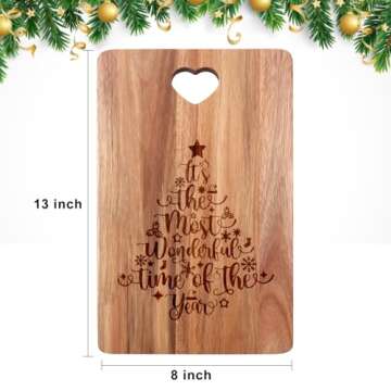 Christmas Gift for Her Women Charcuterie Board Kitchen Decor Tray Wooden Cutting Boards Xmas Decorations Holiday Platter Present Ideas for Wife Mom Wood Decorative Christmas Tree Cheese Board