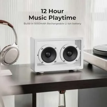 JAYINE Cassette Portable Bluetooth Speaker, 16W Minimalist Speakers Bluetooth Wireless Loud, HD Powerful Sound and Wide Compatibility V5.3 for Indoor Outdoor - White