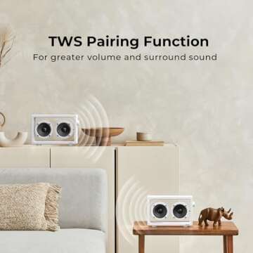 JAYINE Cassette Portable Bluetooth Speaker, 16W Minimalist Speakers Bluetooth Wireless Loud, HD Powerful Sound and Wide Compatibility V5.3 for Indoor Outdoor - White