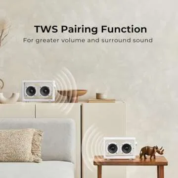 JAYINE Cassette Portable Bluetooth Speaker, 16W Minimalist Speakers Bluetooth Wireless Loud, HD Powerful Sound and Wide Compatibility V5.3 for Indoor Outdoor - White