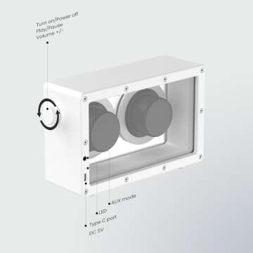 JAYINE Cassette Portable Bluetooth Speaker, 16W Minimalist Speakers Bluetooth Wireless Loud, HD Powerful Sound and Wide Compatibility V5.3 for Indoor Outdoor - White