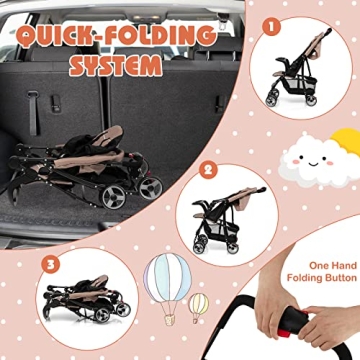 HONEY JOY Lightweight Stroller with Adjustable Features