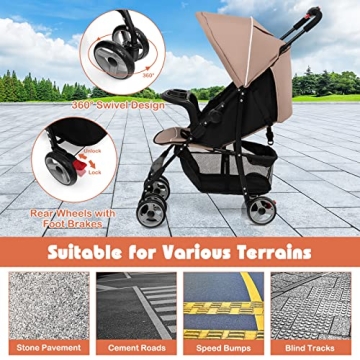 HONEY JOY Lightweight Stroller with Adjustable Features