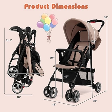 HONEY JOY Lightweight Stroller with Adjustable Features