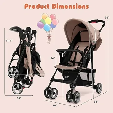 HONEY JOY Lightweight Stroller with Adjustable Features