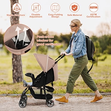 HONEY JOY Lightweight Stroller with Adjustable Features