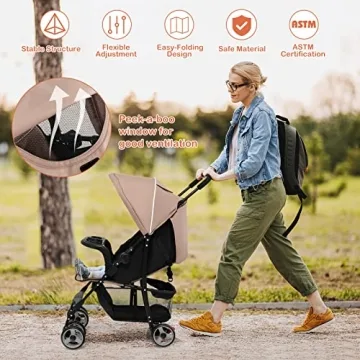 HONEY JOY Lightweight Stroller with Adjustable Features