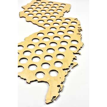 All 50 States Beer Cap Map - New Jersey Beer Cap Map - Semi-glossy Maple Wood - Skyline Workshop - Great Christmas gift!