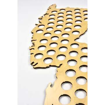 All 50 States Beer Cap Map - New Jersey Beer Cap Map - Semi-glossy Maple Wood - Skyline Workshop - Great Christmas gift!