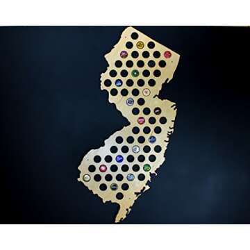 All 50 States Beer Cap Map - New Jersey Beer Cap Map - Semi-glossy Maple Wood - Skyline Workshop - Great Christmas gift!