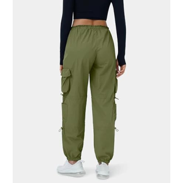 Trendy QYANGG Baggy Parachute Pants for Women with Pockets
