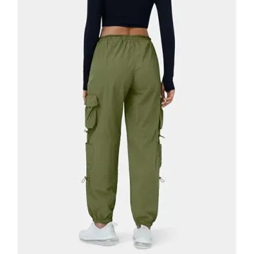 Trendy QYANGG Baggy Parachute Pants for Women with Pockets