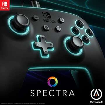 PowerA Enhanced Nintendo Switch Controller Wired - Spectra, 8 Colors LED Wired Pro Controller for Sw...