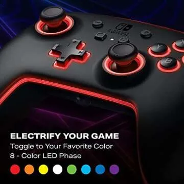 PowerA Enhanced Nintendo Switch Controller Wired - Spectra, 8 Colors LED Wired Pro Controller for Switch, Programmable Gaming Buttons, Detachable 10ft USB Cable, 3.5mm headphone jack, Officially Licensed by Nintendo