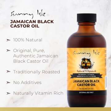 Sunny Isle Jamaican Black Castor Oil 4oz | 100% Natural Treatment for Hair, Scalp and Skin