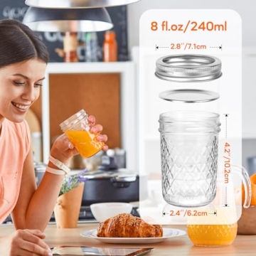 Jaisie.W 12 Pack 8 oz Mason Jars with Lids for Storing