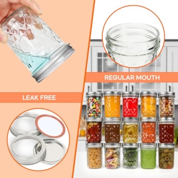 Jaisie.W 12 Pack 8 oz Mason Jars with Lids for Storing