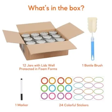 Jaisie.W 12 Pack 8 oz Mason Jars with Lids for Storing